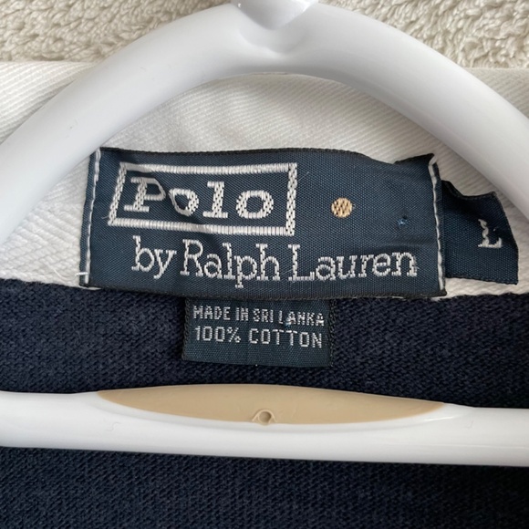 VINTAGE Polo Ralph Lauren Sport Rugby Shirt Striped w/Elbow Patches. - Picture 5 of 8